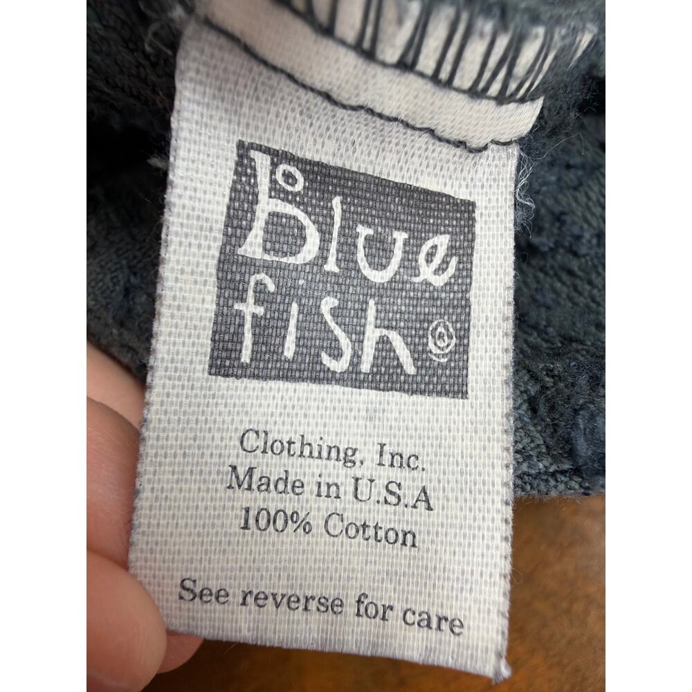 Blue Fish Blue Hand-Printed Long Cotton Jacket Made in USA Size 1 LG / XL - Picture 9 of 11